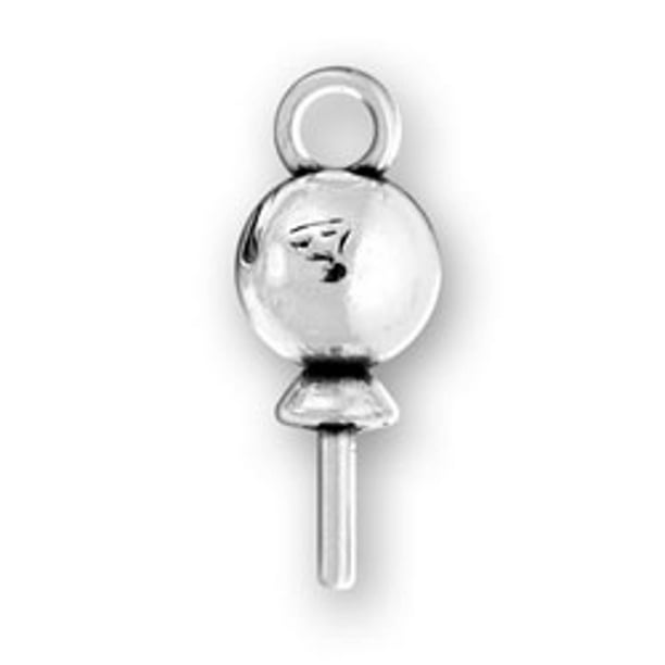 Sterling Silver Girls .8mm Box Chain 3D Lollipop Round Packaged Sucker Pendant Necklace Sterling Silver Girls .8mm Box Chain 3D Lollipop Round Packaged Sucker Pendant Necklace